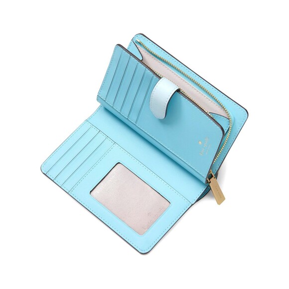 New Kate Spade Madison Medium Compact Bifold Wallet Leather Crisp Sky Multi - Picture 3 of 3
